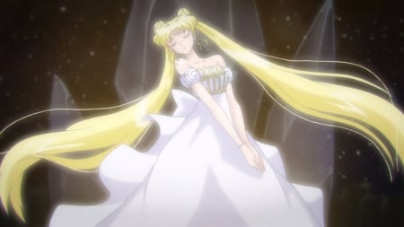 Serenity - nice, beauty, princess, female, blond, twintail, anime girl, angelic, blond hair, gorgeous, glowing, pretty, blonde hair, anime, twin tail, girl, twintails, long hair, gown, lovely, serenity, sailor moon, glow, twin tails, beautiful, sweet, sailormoon, dress, blonde