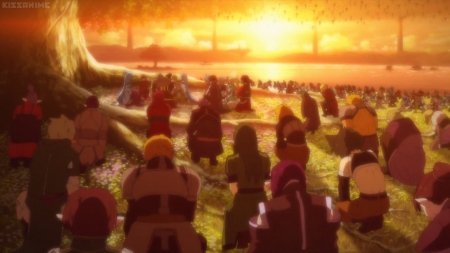 Last Respect - beautiful, anime girl, girl, sunset, ray, pretty, evening, beauty, sweet, anime, group, nice, gflow, sword art online, lovely, scene, female, sunray, sunrise, sao