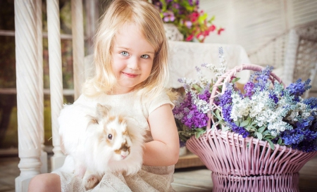 â™¥â™¥ - purple, basket, flowers, girl