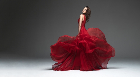 Lady in Red - dress, models, red, woman