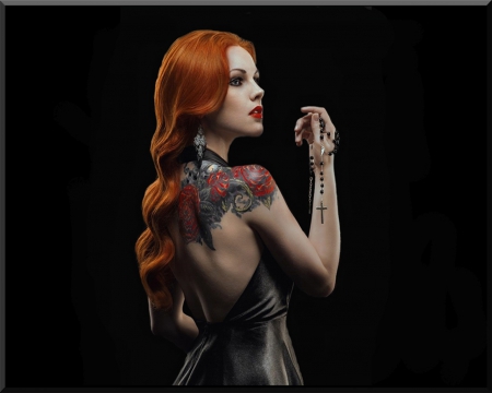 Tattoo - red hair, tattoo, female, woman, beautiful, beauty