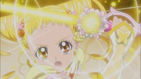 Shining Fleuret! The Light of Effervescence! - nice, cure lemonade, female, magic, blond, pretty cure, anime girl, precure, blond hair, pretty, blonde hair, glowing, anime, sword, girl, magical girl, lovely, shining, glow, sweet, blonde