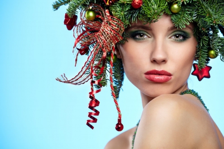 Christmas Beauty â™¥ - christmas tree, beauty, girl, decorations, close-up