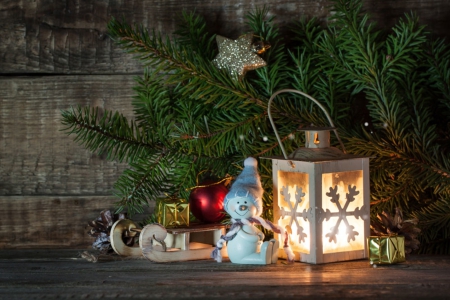 ۩*Magic Christmas*۩ - snowman, winter, moss, magic holidays, light, lantern, wishes, christmas tree, decorations