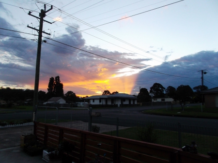 SUNSET AFTER STORM - photo, sunset, rays, clouds