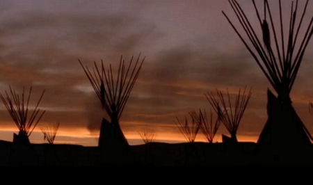 teepees - cloud, teepees, smoke, sunset