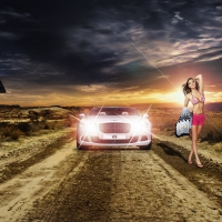 car and girl