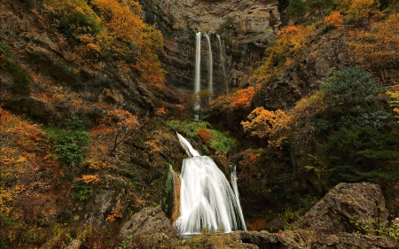 Rio Mundo Waterfalls, Spain - nature, spain, waterfall, rocks