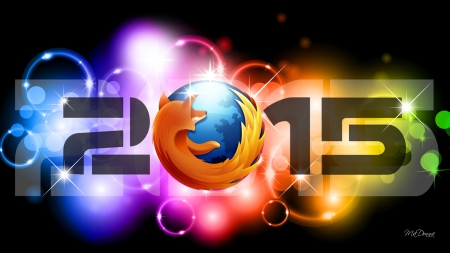 Firefox for 2015 - new year, stars, firefox, mozilla, year of goat, colorful, browser, bubbles, bright, neon, 2015, lights