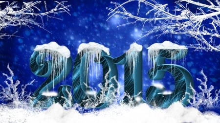 Icycles on 2015 - celebrate, icycle, trees, winter, cold, snow, year of the goat, 2015, new years