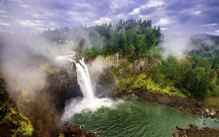 Waterfall - nature, amazing, trees, waterfall