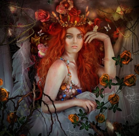 Of thorns and Roses - roses, fantasy, art, thorns