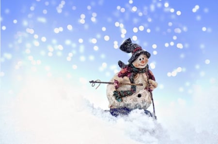 Happy Winter - snowman, winter, abstract, snow