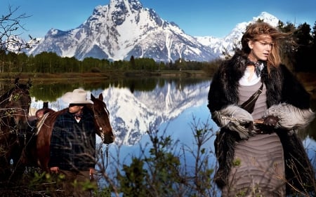 Blake Lively - people, beautiful, models, reflection, horse, celebrity, blake lively, nature, actresses, mountains, lakes