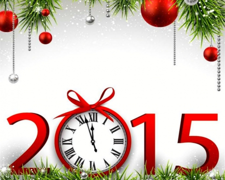 Happy New Year - new year, 2015, balls, clock