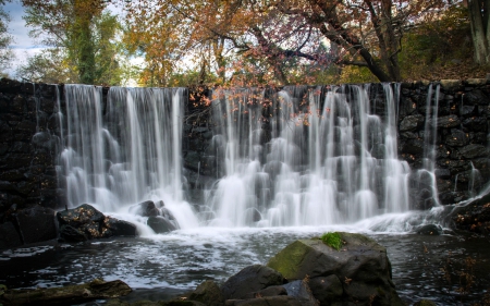 Dam on Chester Creek, Glen Mills, Pennsylvania - Nature, Dam, Waterfall, USA