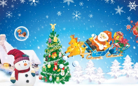 Merry Christmas - santa, tree, snowman, christmas