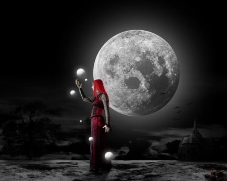 I Love Black and White - Moon, Girl, Hintergrund, Beautiful Pictures