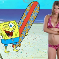 Nina Agdal and SpongeBob