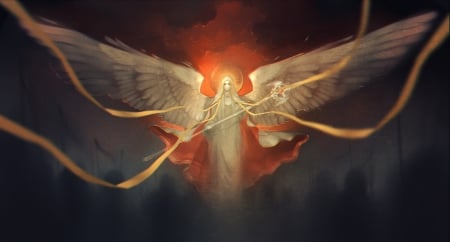 The Angel's Army - fantasy, winged, wings, angel, ribbons