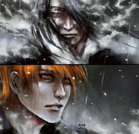 Zangetsu and Ichigo - young yhwach appearance, kurosaki ichigo, bleach, old man, zangetsu, quincy, anime, human, manifestation of quincy powers, manga, substitute shinigami