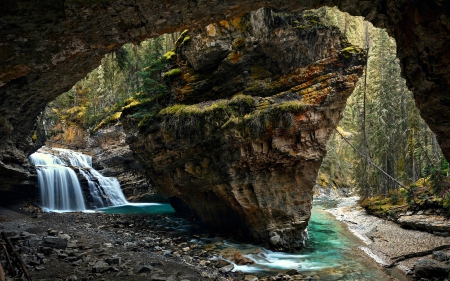 Waterfall in Johnston Canyon, Banff, Alberta - canada, nature, mountains, waterfall