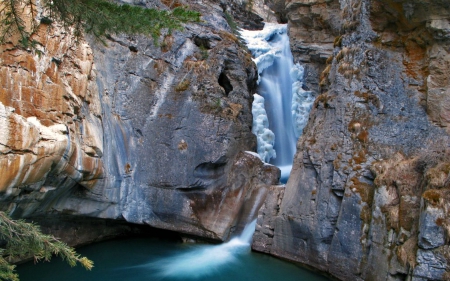 Fozen Waterfall in Johnston Canyon, Banff, Alberta - canada, nature, frozen, waterfall