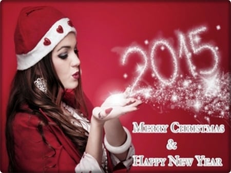 Happy New Year - Woman, celebration, Happy New Year, Merry Christmas