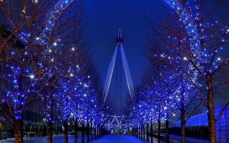 LONDON'S FERRISWHEEL - LONDON, LIGHTS, FAMOUS, FERRISWHEEL, BLUE