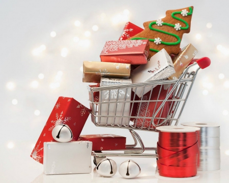 Christmas Gifts - cart, gifts, sparks, christmas