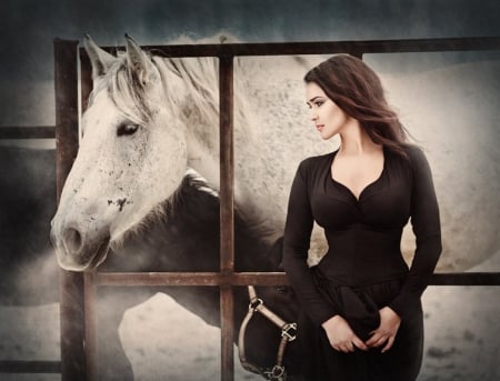 Beauty - beauty, lady, horse, model