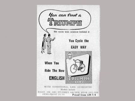 Early Triumph Bicycle Advertisement - Ad, Triumph, Bicycle, Vintage