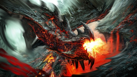 Dragons - Valakas - graphics, fantasy, dragons, fire, rendering, Valakas, 3D