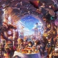 Food party fantasy art