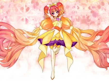 Cure Twinkle - pretty, anime, twin tail, female, twintail, dress, long hair, hd, nice, twin tails, gown, anime girl, twintails, beautiful, girl, beauty, lovely, sweet, pretty cure, cg, precure, magical girl