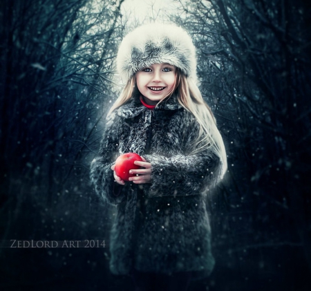 Frosty Morning - morning, girl, winter, cute, fantasy