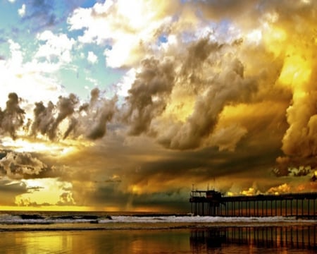 Golden Sky - nature, sky, clouds, gold