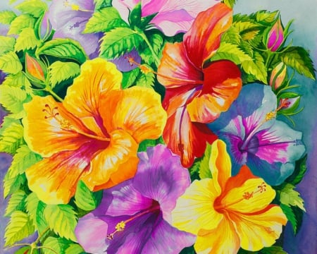 Colorful Flowers - flowers, bright, colorful, art