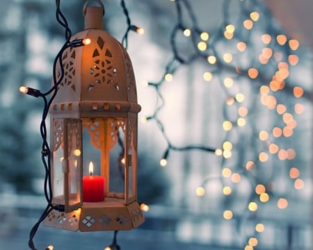 Lantern - candle, Christmas, lights, lantern