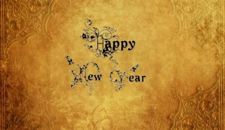 Happy New Year - gold, words, texture, happy new year