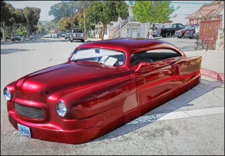 Laid Out - lowrider, lowered, candy red, custom