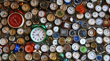 What time is it? - clocks, abstract, texture, montage