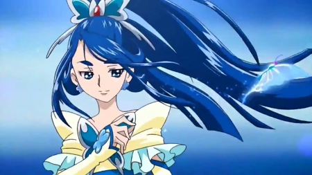 Cure Aqua - pretty, anime, female, blue, long hair, blue hair, cure aqua, nice, anime girl, beautiful, girl, beauty, lovely, sweet, pretty cure, precure, magical girl, butterfly