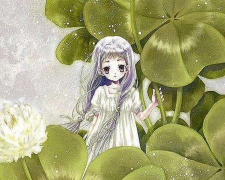 Cute Girl - leaves, anime, girl, cute