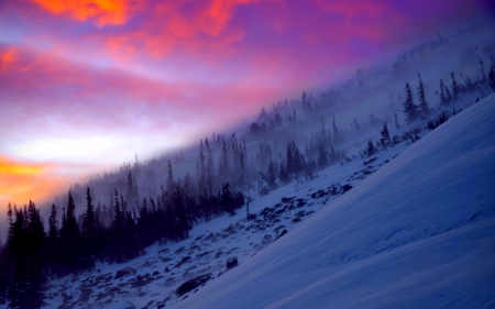 WINTER CLOUDS - clouds, ice, winter, nature, snow, slope, sky