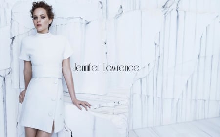 Jennifer Lawrence - white dress, people, beautiful, jennifer lawrence, dress, actresses, models, celebrity