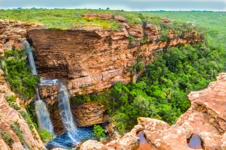 Waterfall in a Canyon - nature, forest, canyon, waterfall