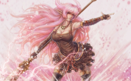 Fantasy girl - kuon, girl, pink, anime, fantasy