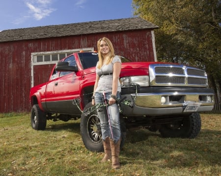 Armed And Ready For Action - truck, cowgirl, dodge, boots