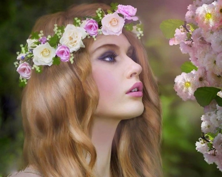 ~Beautiful of Spring~ - people, creative pre-made, beautiful, digital art, models, spring, weird things people wear, colors, lovely, photomanipulation, emotional, flowers, girls, woman, love four seasons